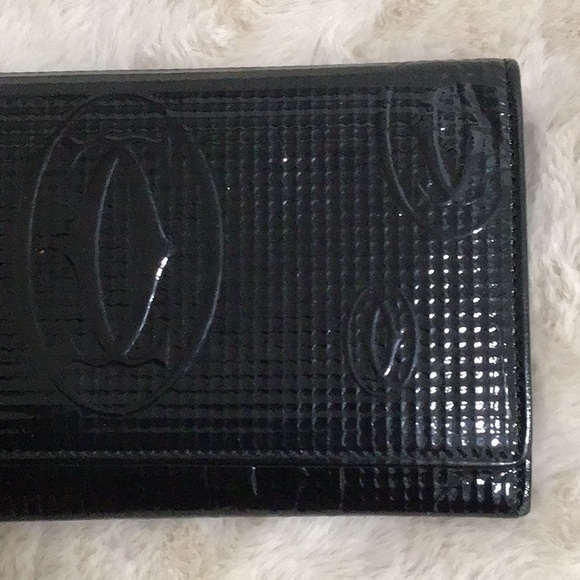 CARTIER Happy Birthday Patent Leather Embossed Black Long Wallet Women’s EUC - Picture 3 of 14